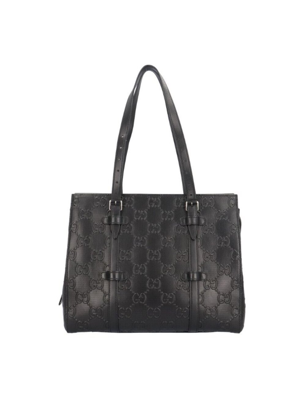 Gucci Medium GG Embossed Tote Bag Black